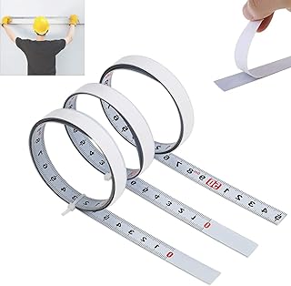 3 Pièces Règle Métrique Auto-adhésive, Mètre à Ruban en Acier au Carbone Auto-adhésif, Règle Métrique Auto-adhésive 1m, Ruban à Mesurer Gradué Autocollant pour établis(Avant, Arrière, Centrage)