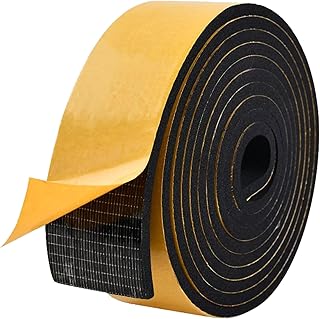 Ruban Mousse Adhésive 50mm Large 6mm Épaisseur Bandes de Mousse Néoprène Rouleau de Caoutchouc Isolation Joint Mousse Porte Anti-vibration Anti-collision Isolant Meuble Protection Voiture,3Mètres