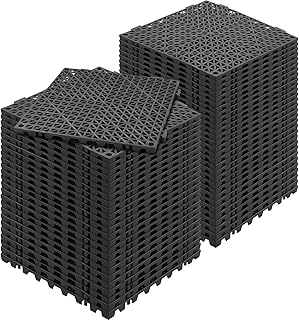 VEVOR Lot de 55 Dalles de Jardin Piscine 30x30x1,5 cm Noir Dalle Clipsable Ajourée Antidérapante en PVC Drainage Rapide Revêtements de Sol Extérieur Intérieur pour Terrasse Cuisine Spa Salle de Bain